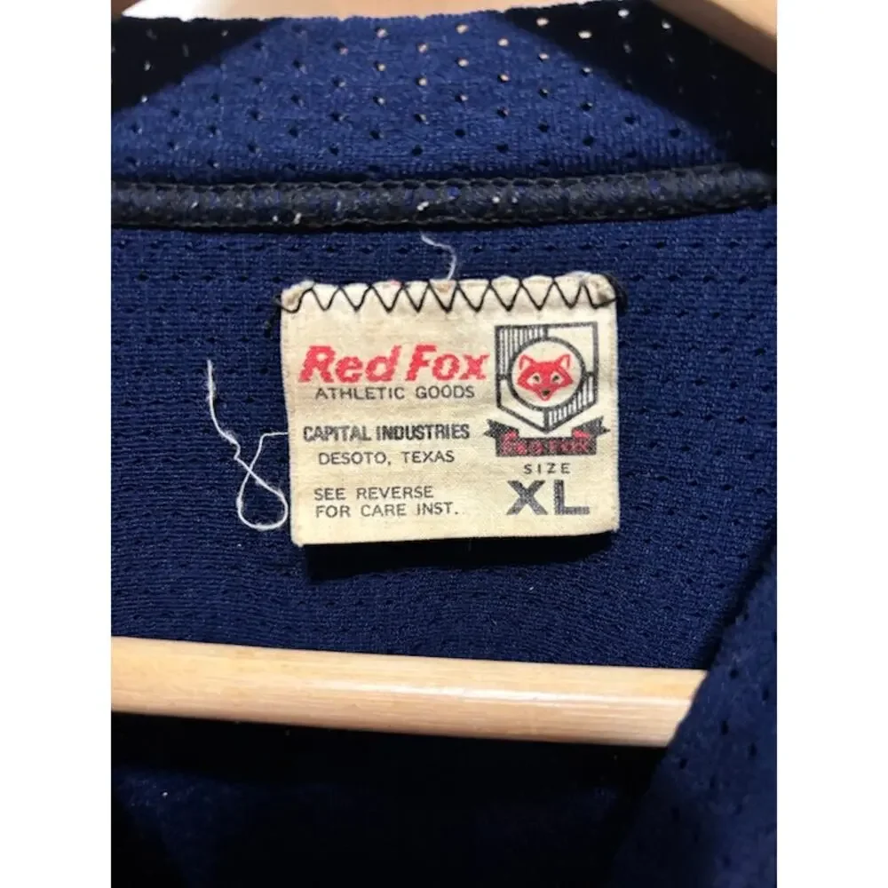 Vintage Red Fox Football Jersey Mens XL Blue #74 Mesh USA Made 70s 80s - Picture 5 of 9
